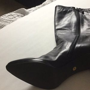 Russ Bromley  black lather boots made in London